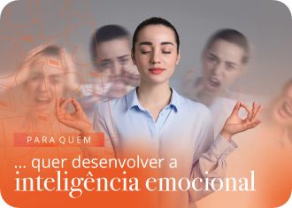 Uma mulher a meditar, e várias réplicas da mesma, com ouras emoções.