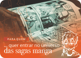 Livro manga aberto ao meio.

