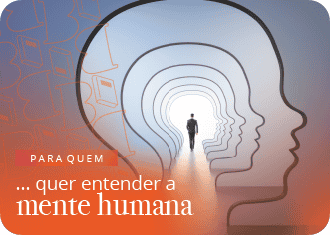Representação da cabeça humana, com um homem a entrar lá dentro.