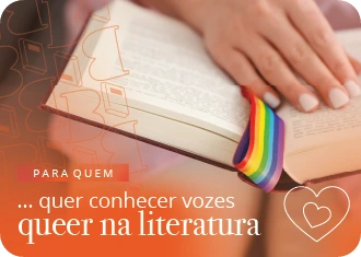 Livro aberto, com separador de bandeira lgbtqia+