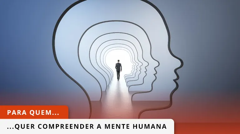 Representação da cabeça humana, com um homem a entrar lá dentro.