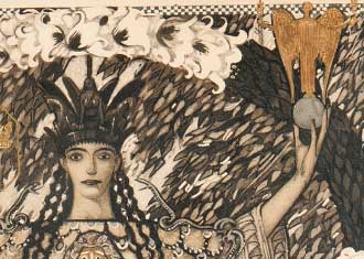 Diploma de mérito olímpico, 1912. Design por Olle Hjortzberg
