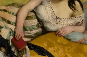 figura feminina deitada com livro